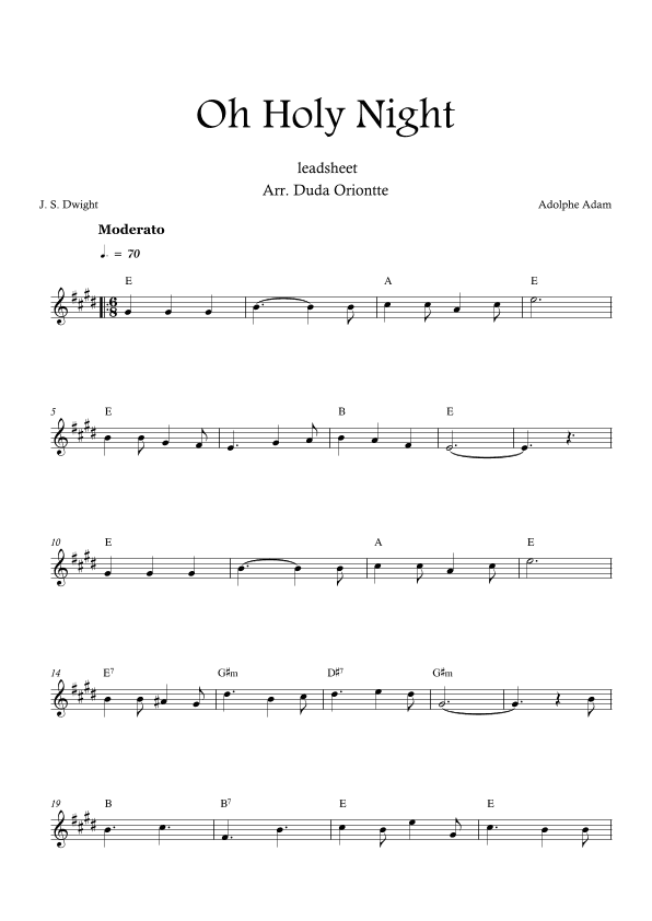 Oh Holy Night (E major - leadhsheet - no lyrics) (arr. Duda Oriontte)