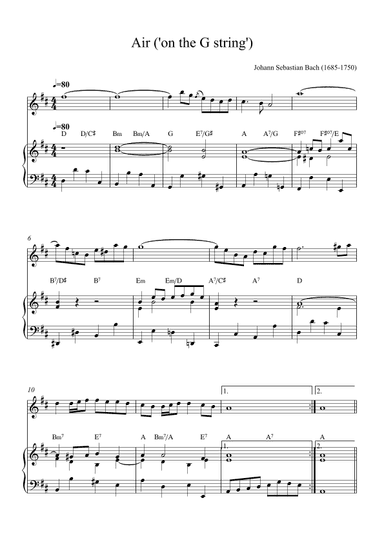 Air ('On the G srings') Violin (with chords) (arr. Alex Nunes Rodrigues)
