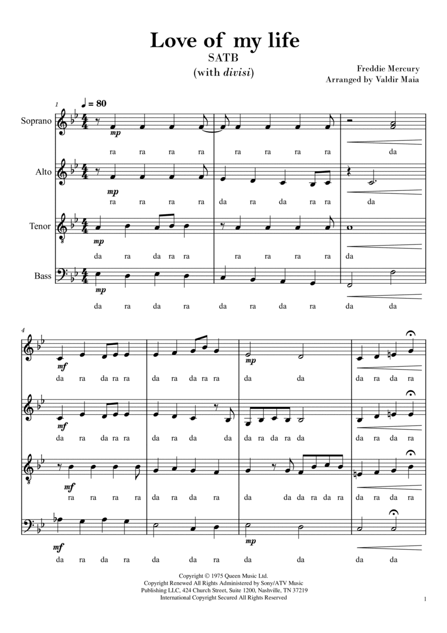 Love Of My Life (arr. Valdir Maia)