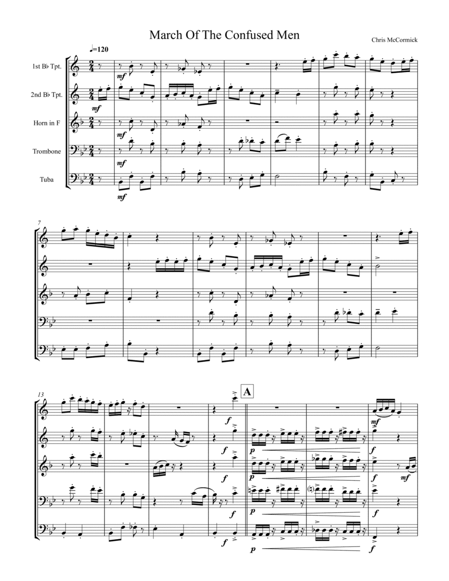 March of the Confused Men for Brass Quintet