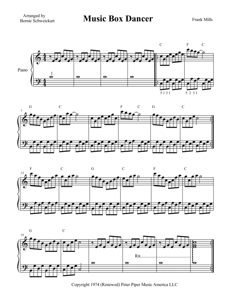 Music Box Dancer (arr. Bernie Schweickart)