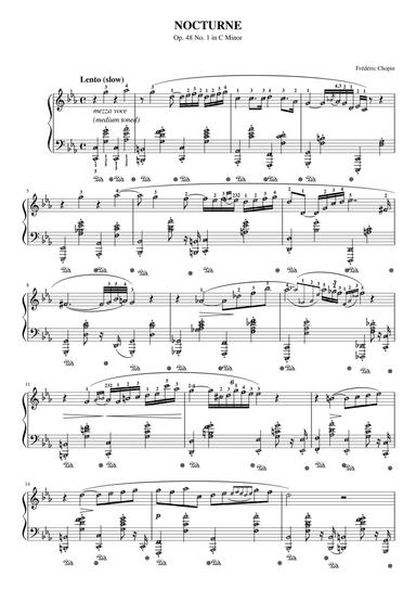 Nocturne Op. 48 No. 1 in C minor (Chopin) | With Note Names, Finger Numbers & Meanings (arr. Published Harmony Valarie)