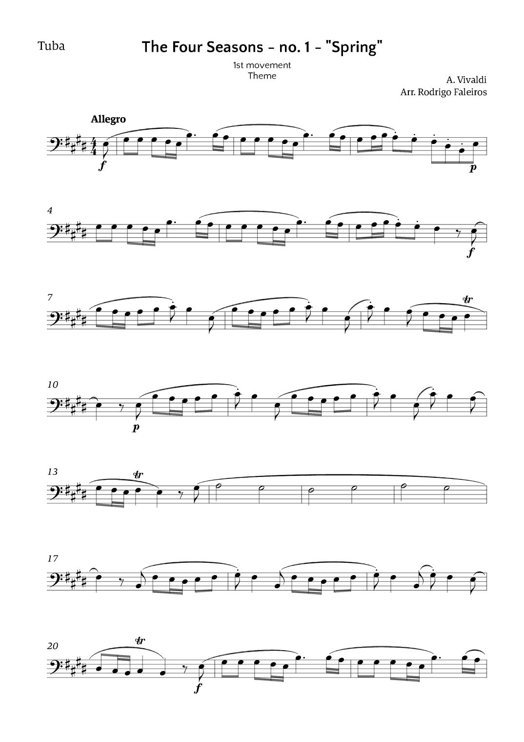 The Four Seasons - Spring (arr. Rodrigo Faleiros)