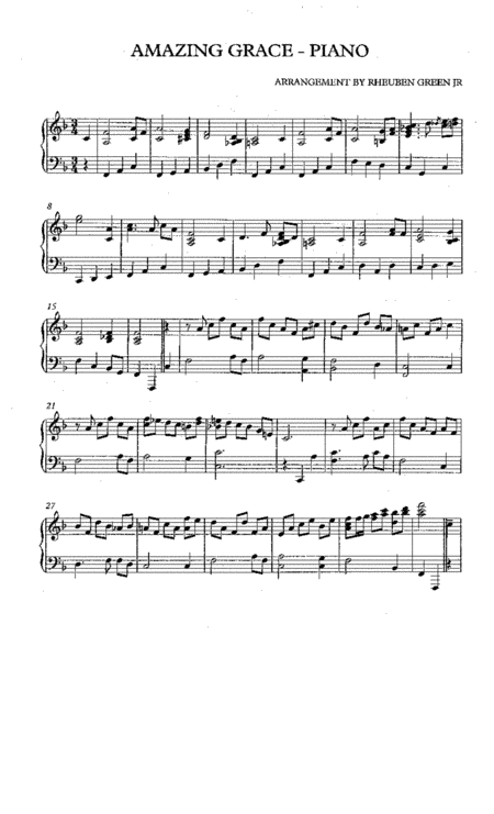 AMAZING GRACE - PIANO VARIATIONS (arr. RHEUBEN GREEN JR)