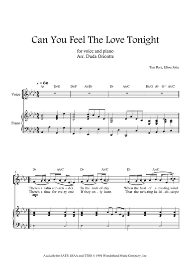 Can You Feel The Love Tonight (arr. Duda Oriontte)