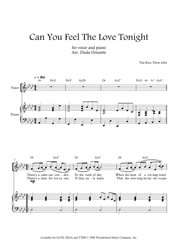 Can You Feel The Love Tonight (arr. Duda Oriontte)