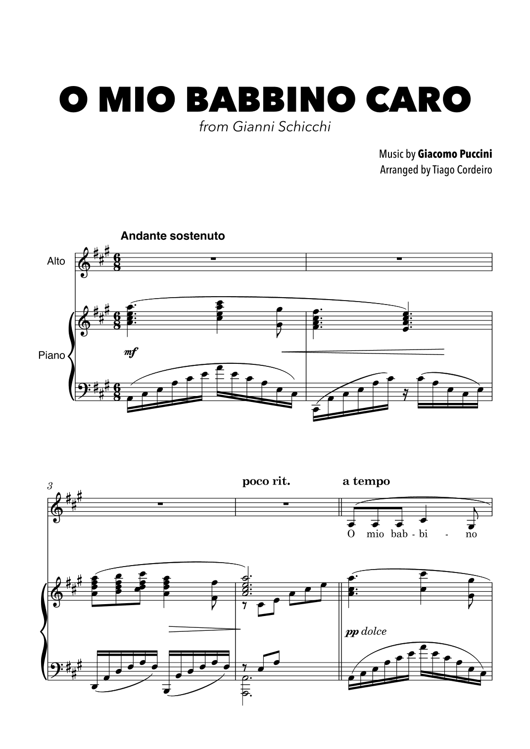 O Mio Babbino Caro (arr. Tiago Cordeiro)