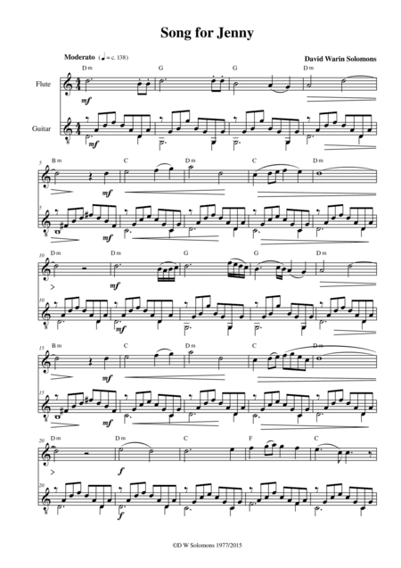 Song for Jenny for flute and guitar