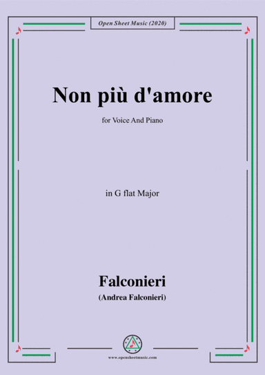 Falconieri-Non più d'amore,in G flat Major,for Voice and Piano (arr. MSM)