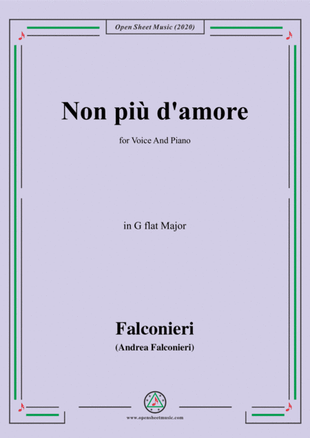 Falconieri-Non più d'amore,in G flat Major,for Voice and Piano (arr. MSM)