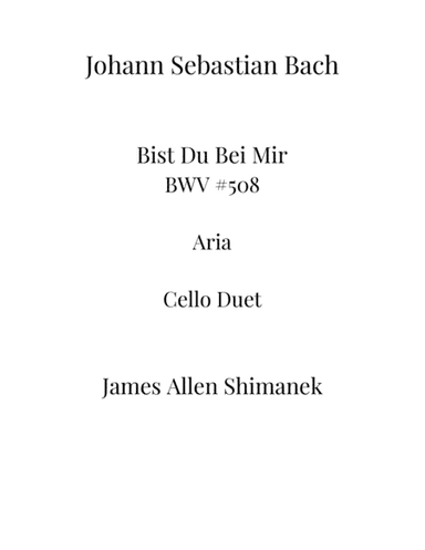 Bist Du Bei Mir BWV 508 (arr. James Allen Shimanek)