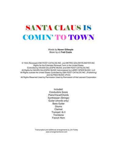 Santa Claus Is Comin' To Town (arr. Jim Farley www.arrangementsone.com)