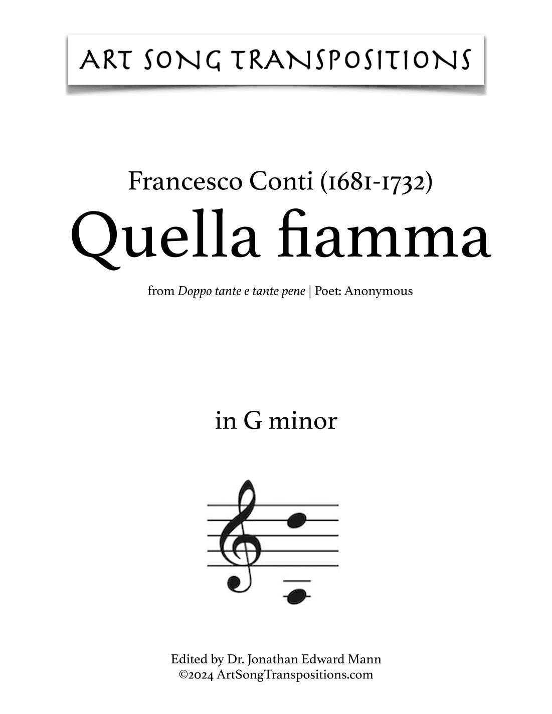 CONTI: Quella fiamma (transposed to G minor) (arr. Alessandro Parisotti)