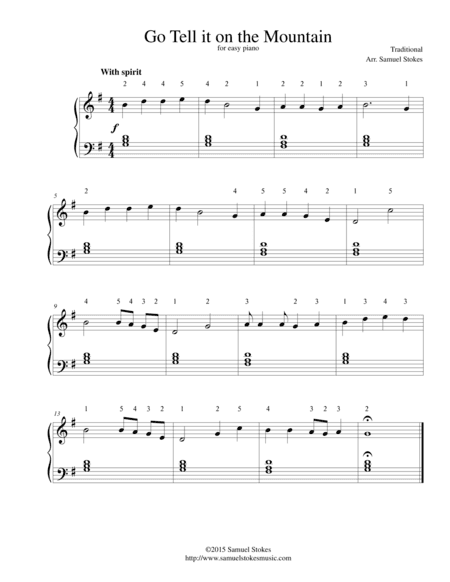 Go Tell it on the Mountain - for easy piano (arr. Samuel Stokes)