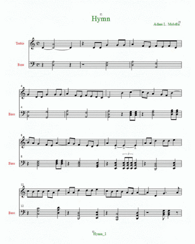 Original hymn for piano or violin duet with keyboard.