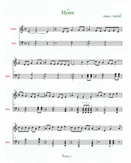 Original hymn for piano or violin duet with keyboard.