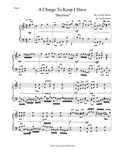 A Charge To Keep I Have I (Piano 2) (arr. Keith James)