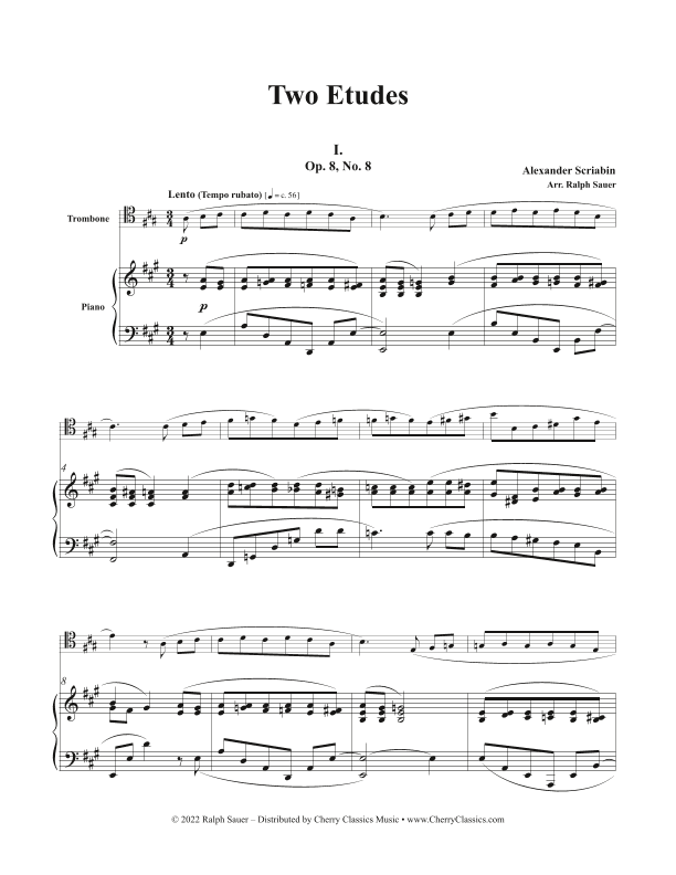 Two Etudes for Trombone and Piano from Op. 8 (arr. Ralph Sauer)