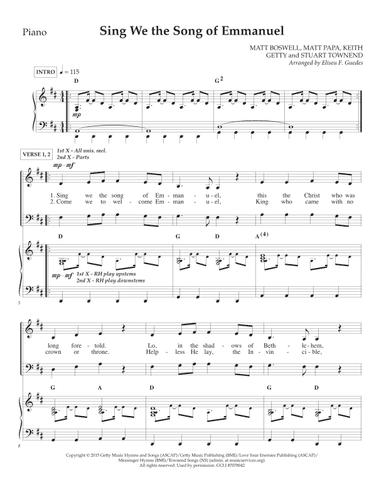 Sing We The Song Of Emmanuel (arr. Arranged by Eliseu F. Guedes)
