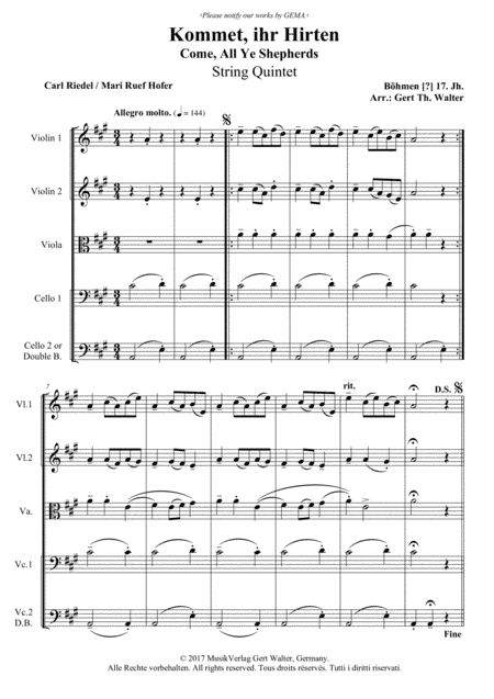 Come, All Ye Shepherds (arr. Gert Th. Walter)