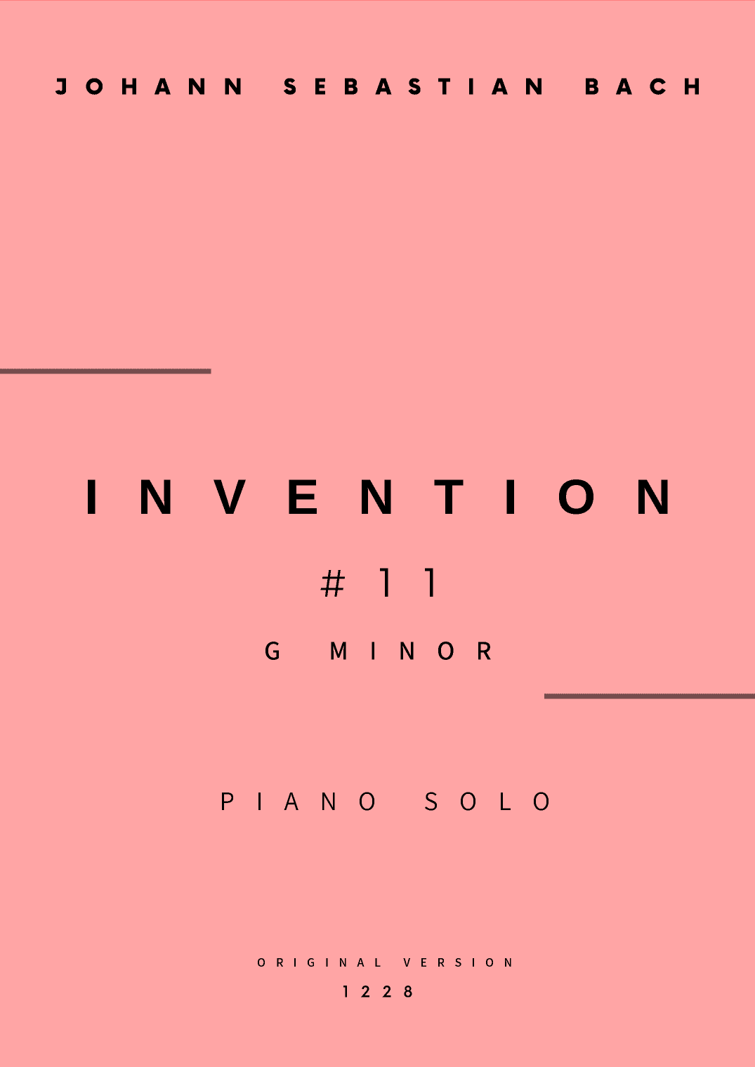 Invention No.11 in G Minor - Piano Solo (Original Version) (arr. César Madeira)