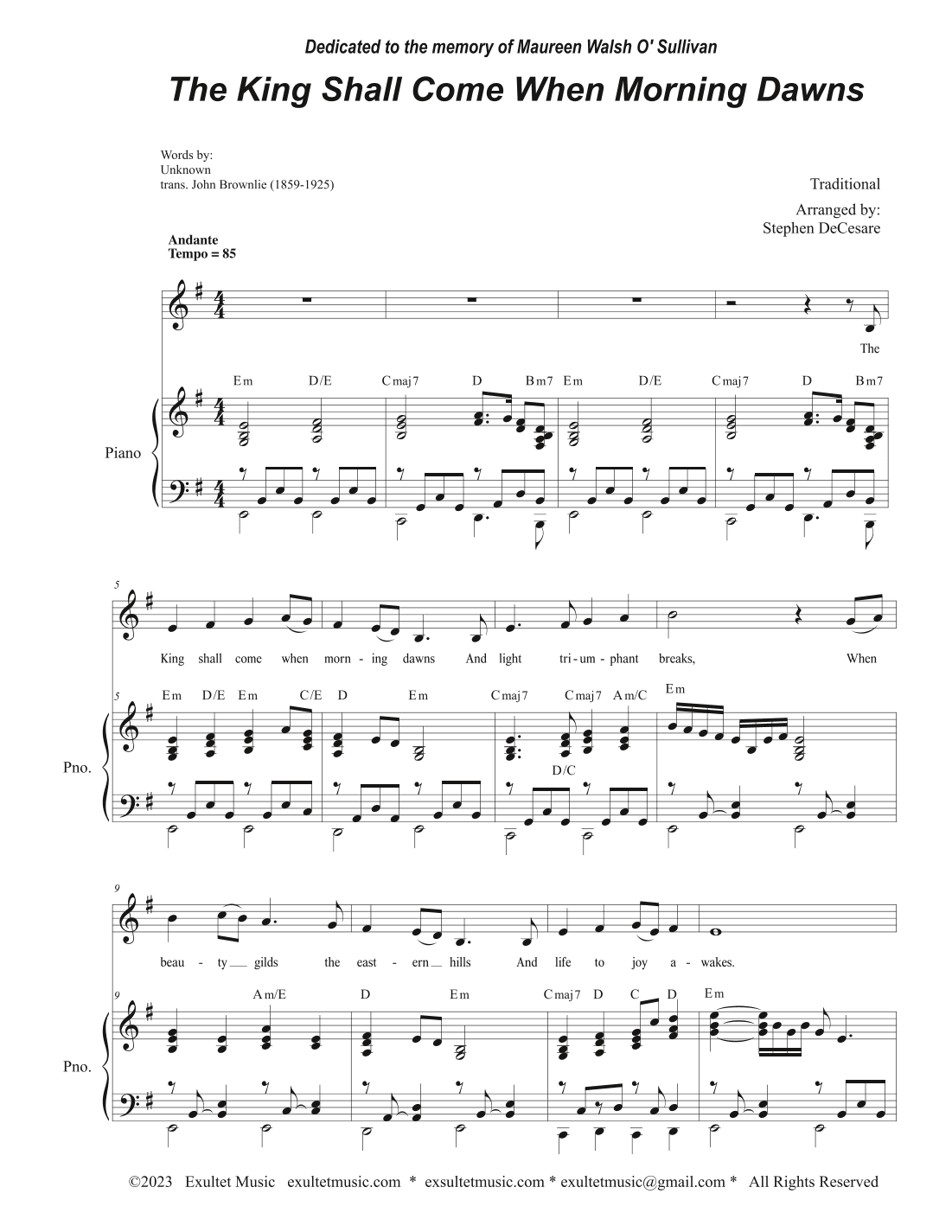 The King Shall Come When Morning Dawns (Vocal solo) (arr. Stephen DeCesare)