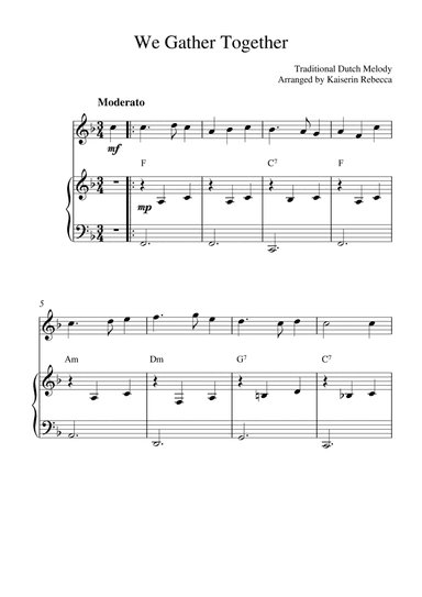 We Gather Together (for oboe solo and piano accompaniment) (arr. Kaiserin Rebecca)