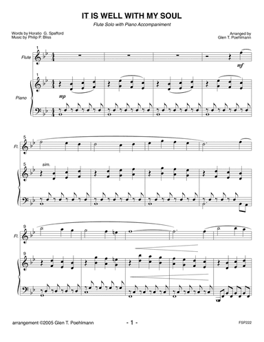 IT IS WELL WITH MY SOUL - FLUTE SOLO with Piano Accompaniment (arr. Glen Poehlmann)