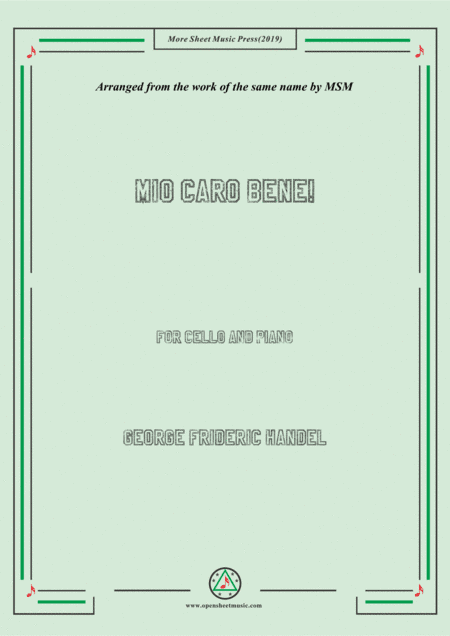 Handel-Mio caro bene!,for Cello and Piano (arr. MSM)
