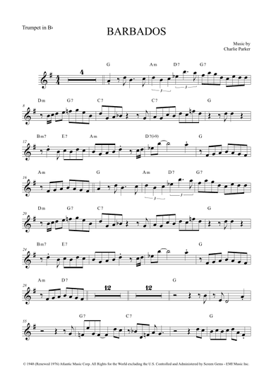 Barbados (arr. The Sheet Music Library)