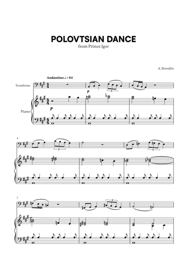 Polovtsian Dance (from Prince Igor) (for Trombone and Piano) (arr. Cadenza Editions)