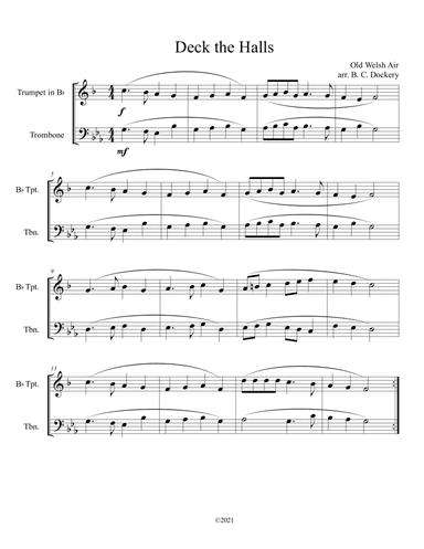 Deck the Halls (Trumpet and Trombone Duet) (arr. B. C. Dockery)