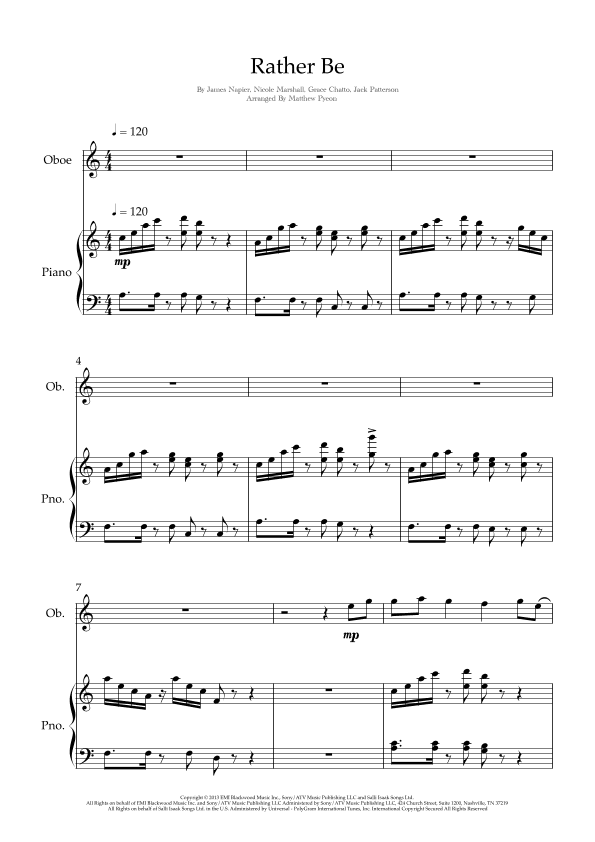 Rather Be (arr. Matthew pyeon)