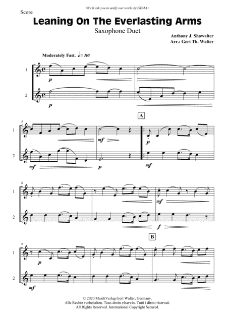 Leaning On The Everlasting Arms (arr. Gert Th. Walter)