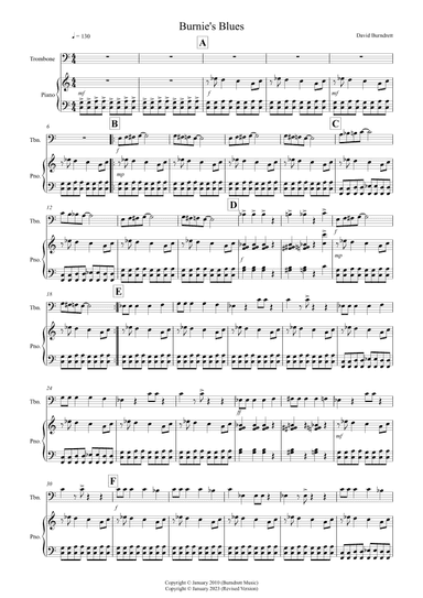 Burnie's Blues for Trombone and Piano