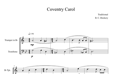 Coventry Carol (Trumpet and Trombone Duet) (arr. B. C. Dockery)