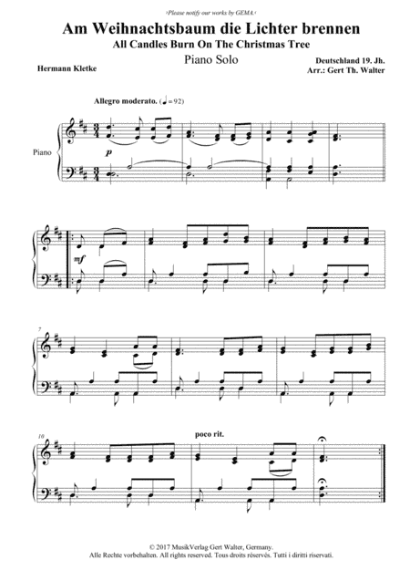 All Candles Burn On The Christmas Tree (arr. Gert Th. Walter)
