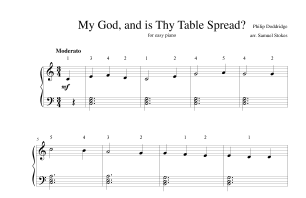 My God, and is Thy Table Spread? - for easy piano (arr. Samuel Stokes)