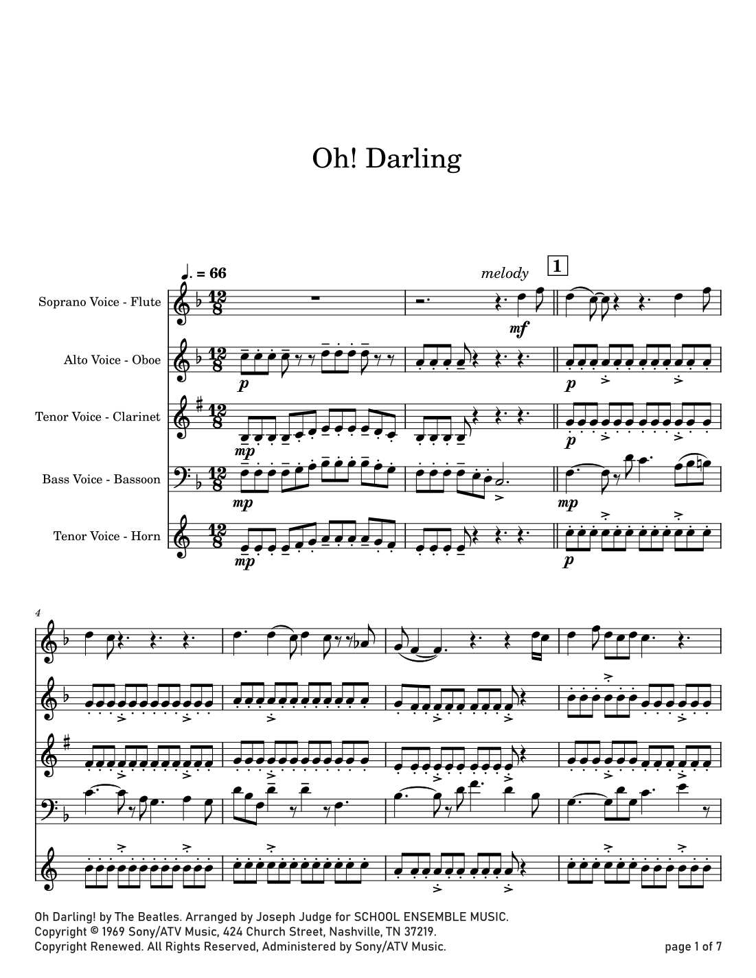 Oh! Darling (arr. Joseph Judge)