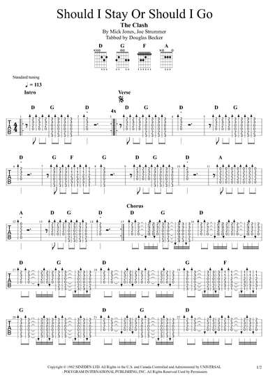 Should I Stay Or Should I Go (arr. Douglas Becker)