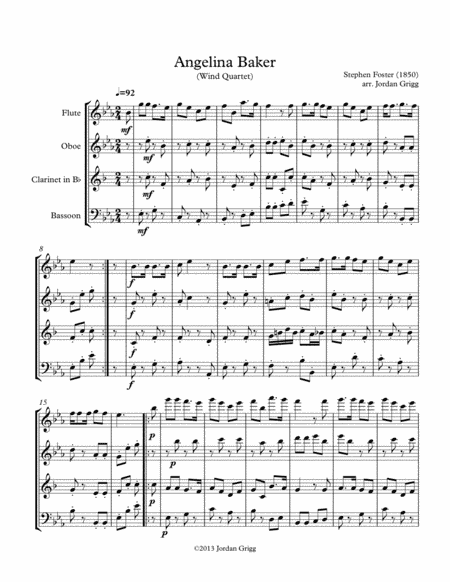 Angelina Baker (Wind Quartet) (arr. Jordan Grigg)
