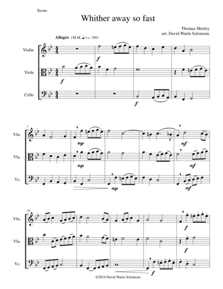 Whither away so fast for string trio (arr. David Warin Solomons)
