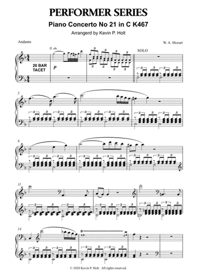 Mozart - Piano Concerto no 21 in C major. 2nd movement (arr. Kevin P. Holt)