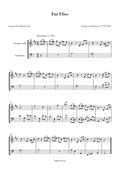 Fur Elise - Trumpet & Trombone (arr. Musical Coda)