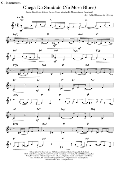 Chega De Saudade (no More Blues) (arr. Fabio Eduardo de Oliveira)