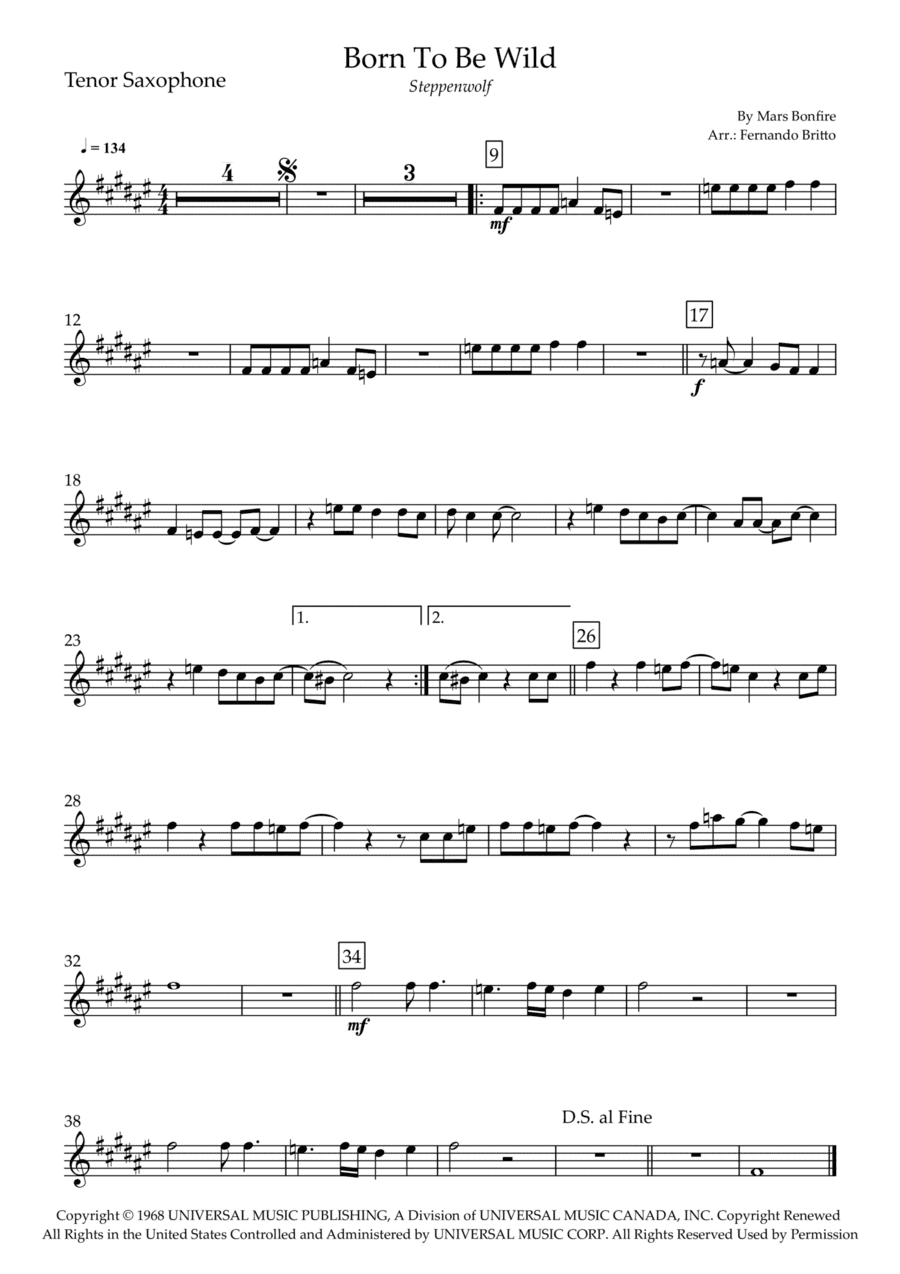 Born To Be Wild (arr. Fernando Britto)