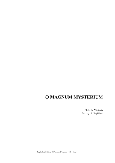O MAGNUM MYSTERIUM - De Victoria - Arr. for Organ (arr. Renato Tagliabue)