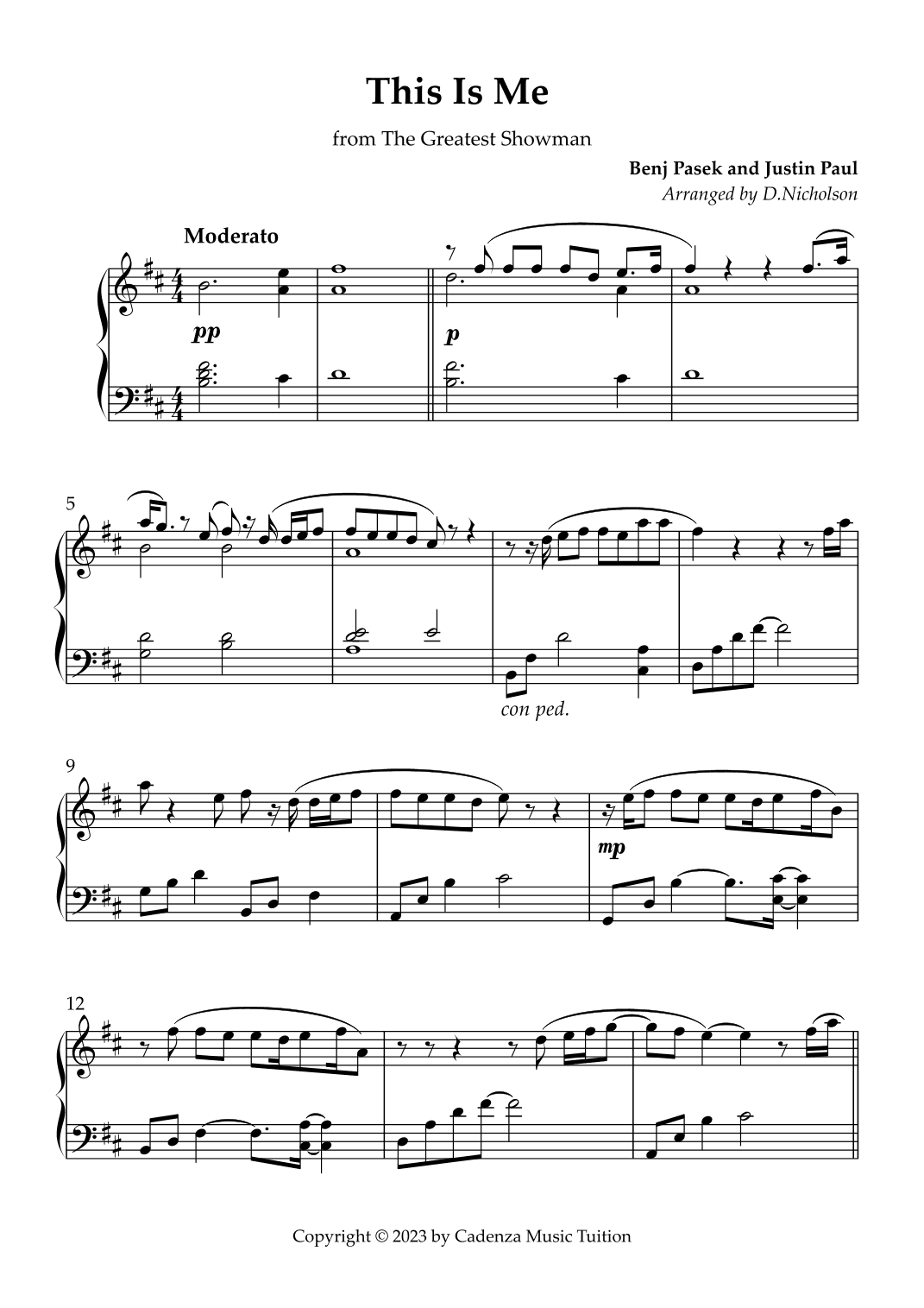 This Is Me (arr. Daniel Nicholson)