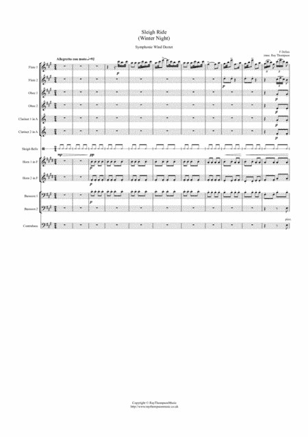 Delius: Sleigh Ride (Winter Night) (Original Key) - symphonic wind dectet/bass (arr. Ray Thompson)