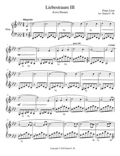 Liebestraum for harp (simplified) (arr. Daniel C. M.)